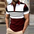 thumbnail image 2 of Xcmzpl Golf Shirts for Men Quick Dry Performance Short Sleeve Striped Color Block Moisture Wicking Collared Shirt S-5XL, 2 of 7