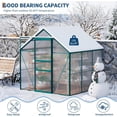 thumbnail image 6 of 6x6 FT Heavy Duty Polycarbonate Greenhouse Kit – Aluminum Frame, Lockable Sliding Door, Adjustable Roof Vent, Rain Gutter, Easy Setup, All-Weather Plant Greenhouse for Patio, Backyard, Garden, 6 of 7
