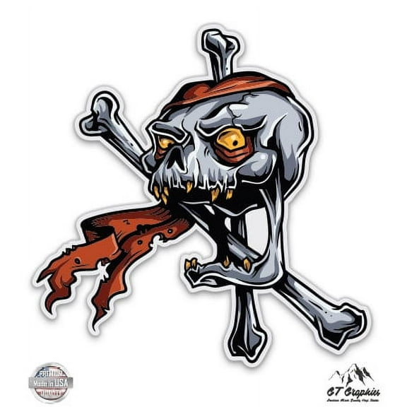 Pirate Skull Crossbones - 3" Vinyl Sticker - For Car Laptop I-Pad Phone Helmet Hard Hat - Waterproof Decal