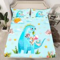thumbnail image 2 of Homewish Cute Jungle Dino Dinosaur Twin Sheet Sets 3pcs for Kids Teens,Cartoon Wildlife Giraffe Twin Fitted Sheet Microfiber,Woodland Animal Breathable Flat Sheet,Luxury Bedroom Decor, 2 of 7