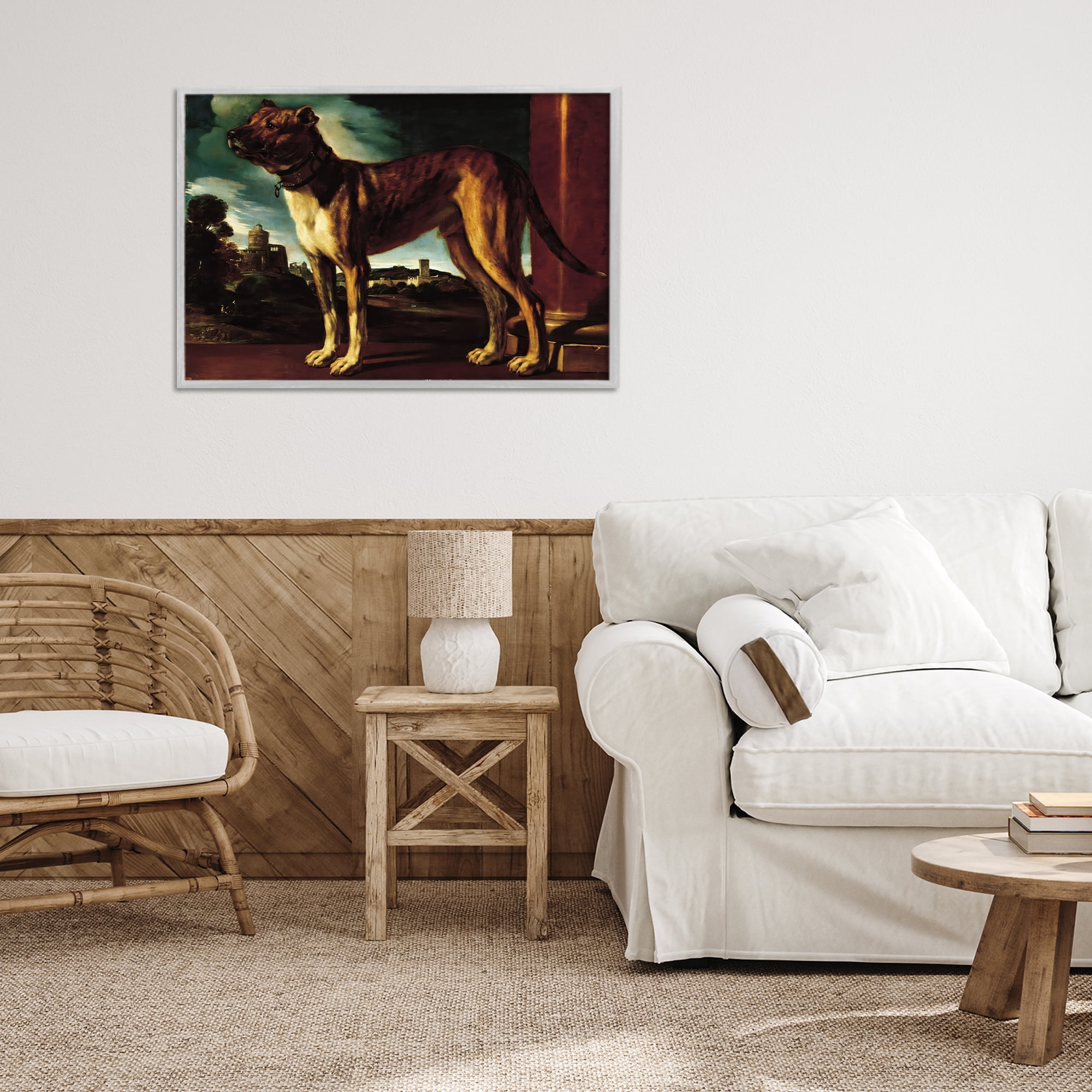 Stupell Industries Historical Aldrovani Dog Gray Framed Giclee Art, design by Lil' Rue