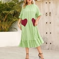 thumbnail image 4 of Qiopertar Vente de Liquidation Mode Robe à Manches Courtes Col Rond pour Femmes Printemps/été Offres de la Semaine Moins de 5$, 4 of 6
