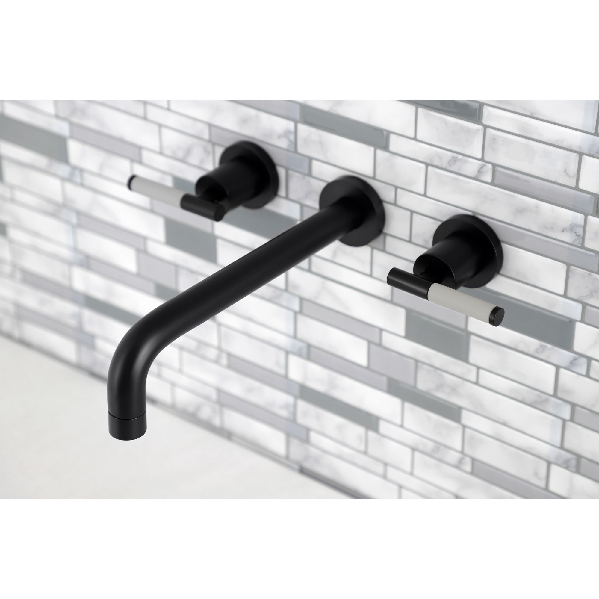 Kingston Brass KS8020CKL Kaiser Two-Handle 3-Hole Wall Mount Roman Tub Faucet in Matte Black