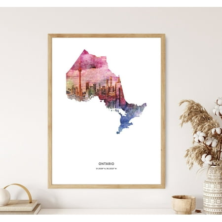 PosterArt Ontario Print, Ontario Poster, Ontario Map Art, Map of Ontario, 8x12 UNFRAMED
