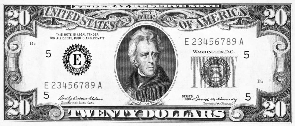 Twenty Dollar Bill. /Npresident Andrew Jackson On The Front Of A U.S ...