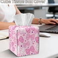 thumbnail image 4 of COEQINE PU Leather Paper Tissue Holder Square Tissue Holder Collapsible Table Dryer Sheet Dispenser for Dressers Nightstand Dining Table, Office Desk, Pink Leopard Print Bow, 4 of 7