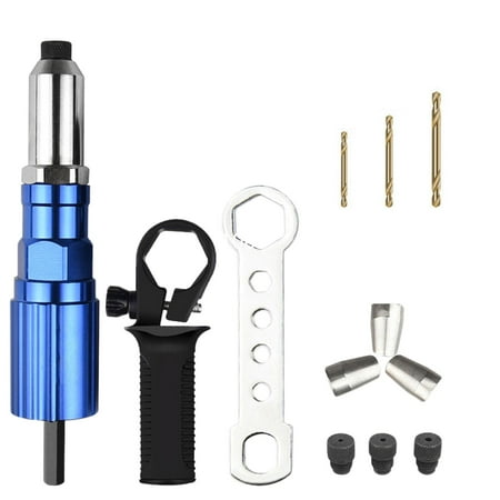 

Electric Rivet Adapter Attachment Tool Upgrade Aluminum Alloy Hand Tool Accessories Drill Riveting Insert Nut Riveting Drill for Door Repair with 3 nut