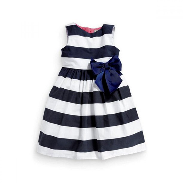 Baby Girls One Piece Dress Vest Dress Blue Striped Bow Knot Tutu Summer Dresses Walmart Com Walmart Com