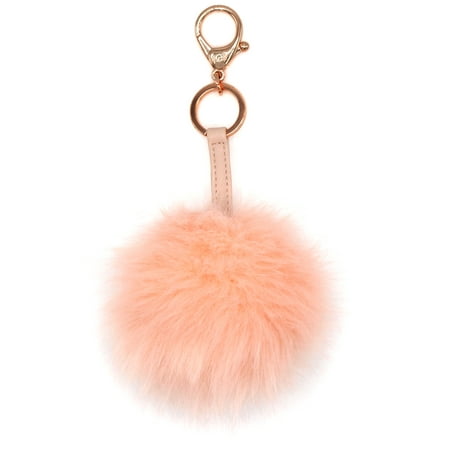 Itzy Ritzy Diaper Bag Charm, Purse Charm and Keychain; Pouf Measures 4" in Diameter; Features Durable Clasp and Trendy Rose Gold Hardware, Pink