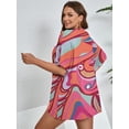 thumbnail image 6 of SHOWMALL Women's Plus Shrugs Lightweight Cardigan Open-Front Short Sleeve Vibrant Fluid Bloom 5X Summer Cover Up Boleros, 6 of 6