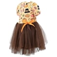 thumbnail image 2 of Girls Turkey Leg Print Thanksgiving Tutu Dress Outfit Clothes (10Y, Brown), 2 of 5