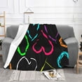 thumbnail image 2 of Colorful Hearts Throw Blanket, Soft Blanket Keeps Warm All Seasons, Lightweight Warm Blanket For Sofa Bed Sofa - 60"x50", 2 of 8