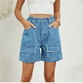 thumbnail image 6 of TRUBKH shorts for women athletic shorts for women linen shorts womens shorts casual bermuda shorts for women Blue M, 6 of 9