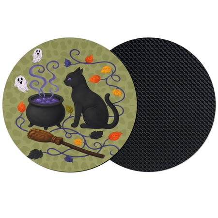 Black Cats Halloween Coasters Set of 2 Absorbent Coasters for Drinks Green Botanical Horror Coaster for Desk Coffee Table Protection Home Decor House Warming Gifts 4