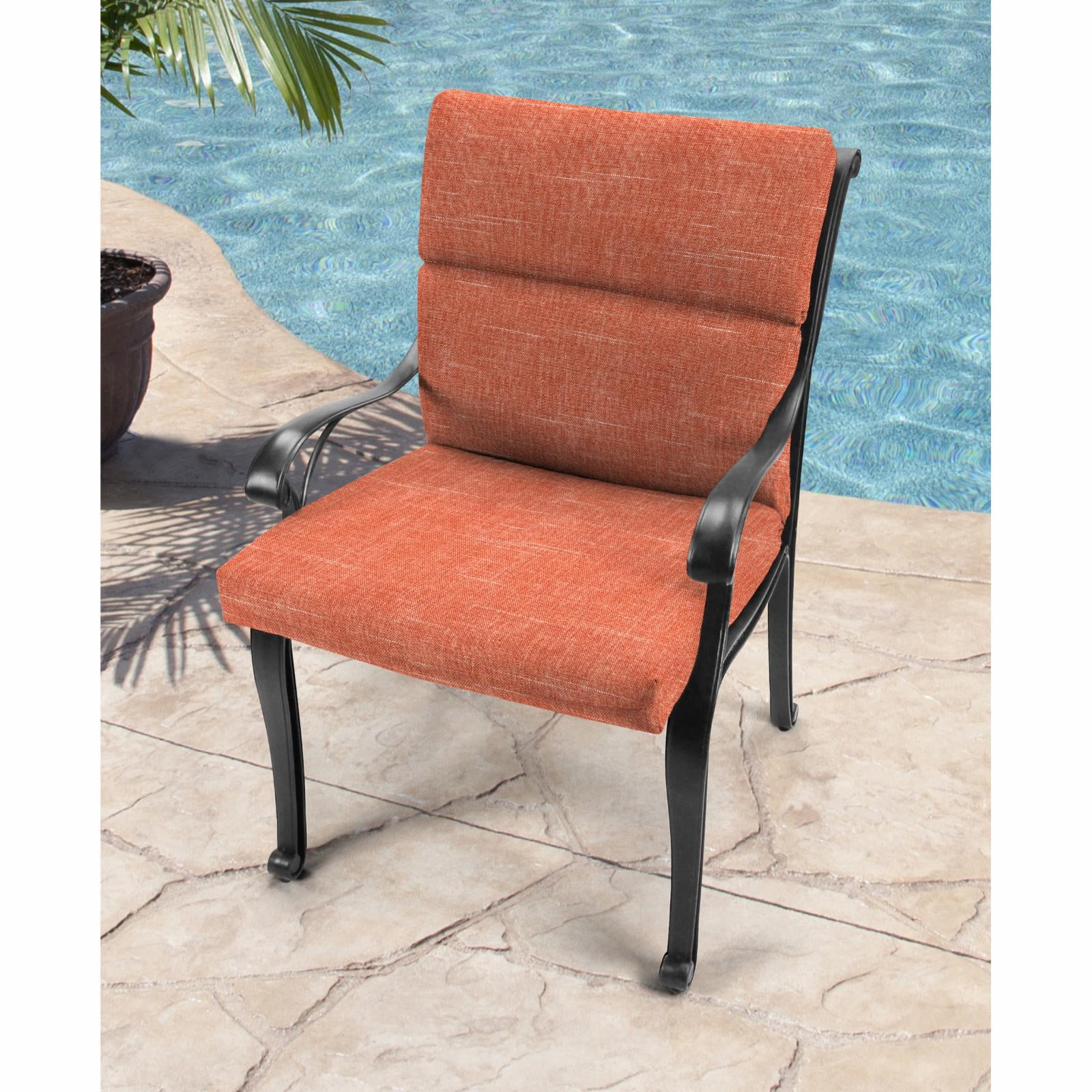 Jordan Manufacturing 44" x 22" Tory Sunset Orange Solid Rectangular Outdoor Chair Cushion with Ties and Hanger Loop