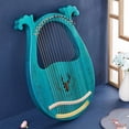 thumbnail image 2 of 16-String Wooden Lyre Harp Resonance Box String Instrument with Tuning Wrench 3pcs Picks, 2 of 7