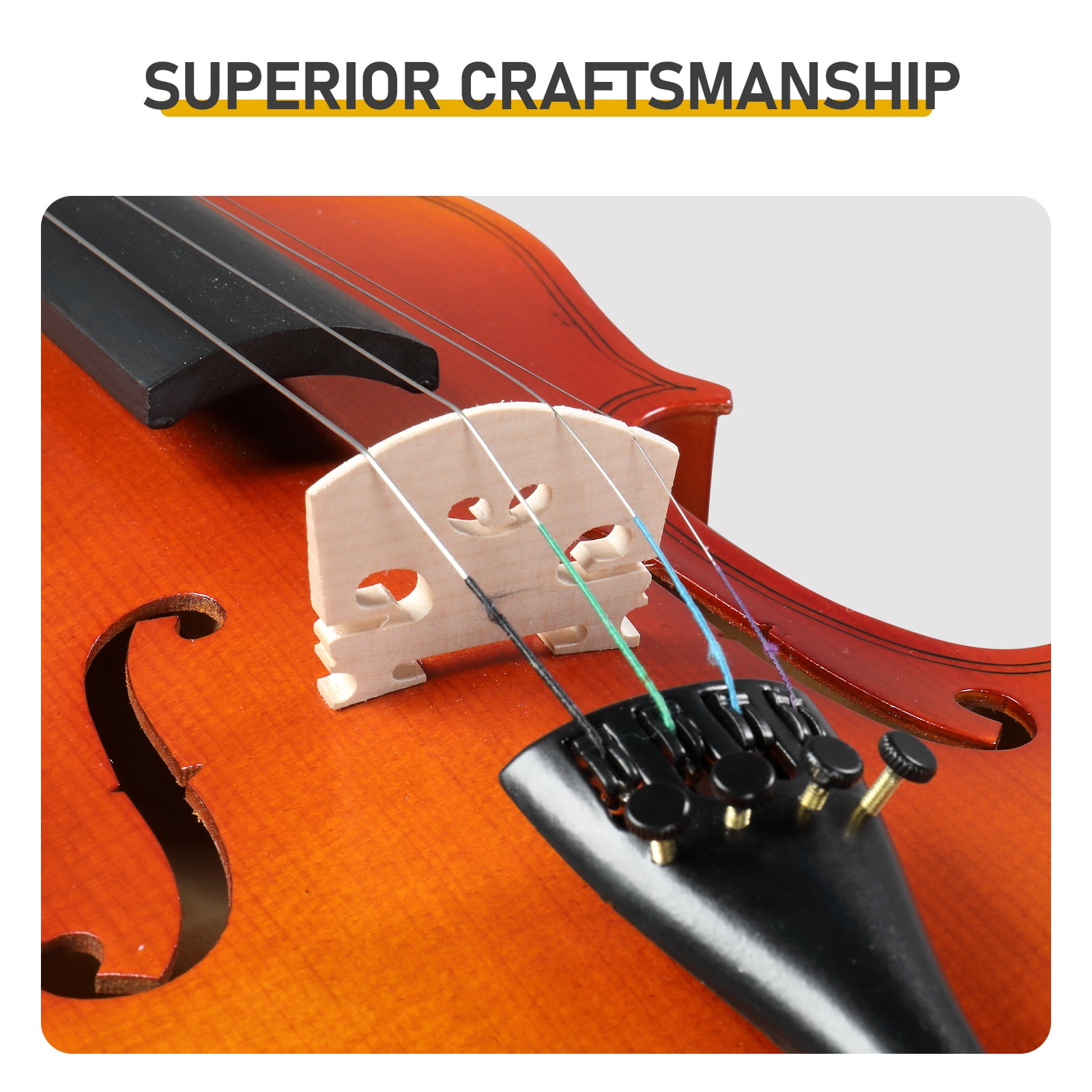 4/4 Acoustic Matte Tiger Stripe Violin Set Includes Phonetic Symbols Sticker, Tuner, String Set, Shoulder Rest, Rosin, Bow