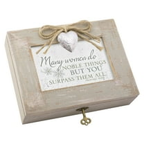 Many Women Do Noble Things Natural Taupe Jewelry Music Box Plays Amazing Grace