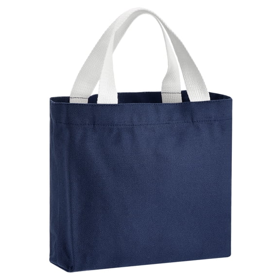 Uxcell Small Solid Color Canvas Tote Bag for Women, 11 x 2 x 7 Inch Canvas Bags with Handle Lightweight Reusable Tote Cloth Pouch for Shopping Travel Daily Use, Crafts DIY, Navy Blue