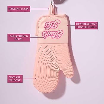 Paris Hilton THAT'S HOT Pink Oven Mitt Set, Heat Resistant Pot Holders Featuring Non-Slip Textured Silicone Grips, 2-Piece Set, Pink YUN8 YUN8