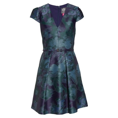 UPC 689886414349 product image for Vince Camuto Women s Belted Floral Print Fit & Flare Dress Blue Size 14 | upcitemdb.com