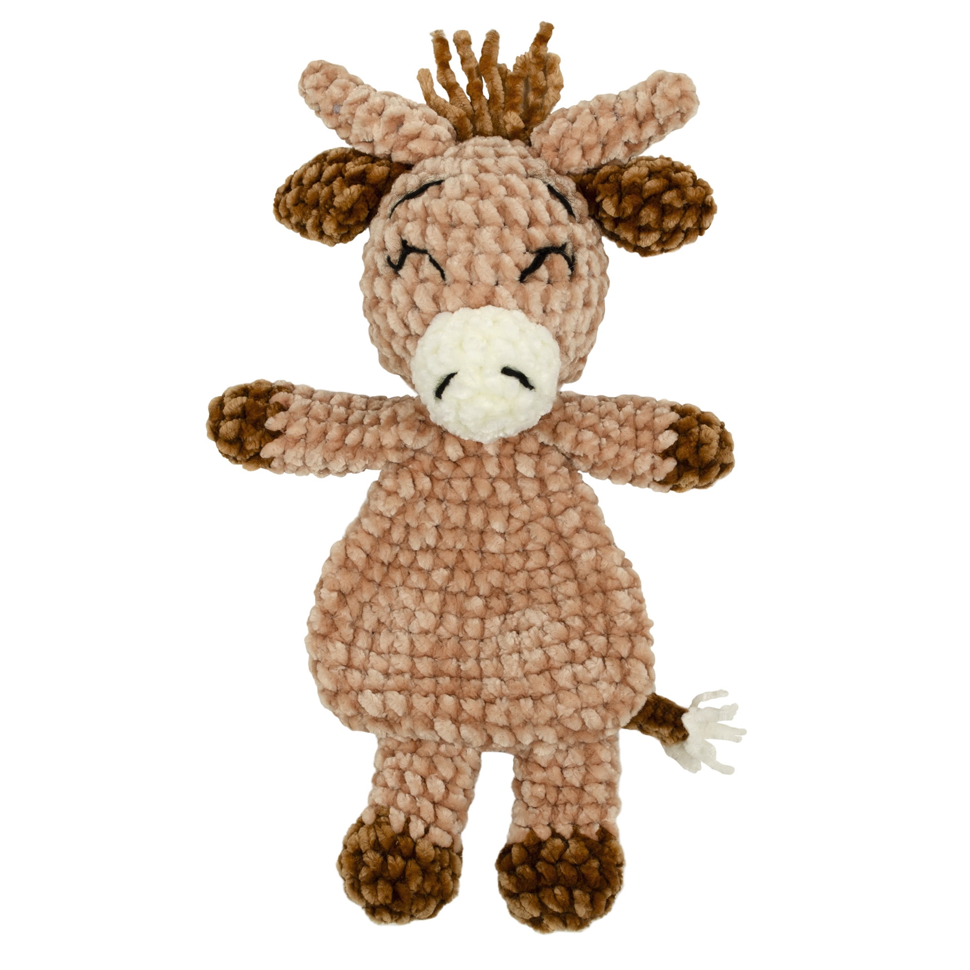 Create It Amigurumi Crochet Kit, Intermediate Skill Level, Comple DIY Set with Chenille Yarn, Highland Cow Design, Brown, 1 Kit