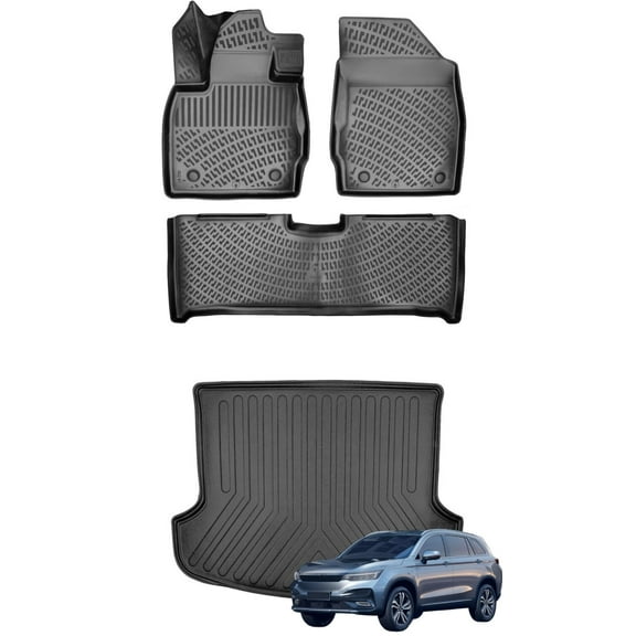 Car Floor Mats Cargo Liner (Full SET) Compatible for Skywell ET5 (Skyworth EV6) 2021-2023 Waterproof | All Weather