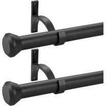 2 Pack Telescoping Curtain Rods, 1Inch Diameter Drapery Rods 48-84Inch Length Adjustable Rod with Brackets Window Treatment-Frosted Black