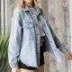 thumbnail image 5 of Pntutb moda mujer Casual bolsillos botón sólido borla diamantes de imitación manga larga tops chaqueta Denim abrigo Pntutb Pntutb-3246, 5 of 9