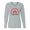 thumbnail image 3 of Waymaker Rainbow Inspirational/Christian Womens Graphic Long Sleeve T-Shirt, Heather Grey, Small, 3 of 5