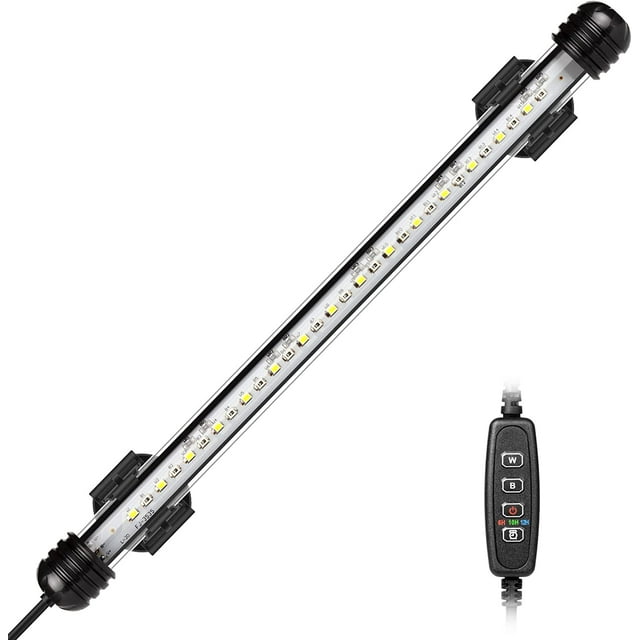 Luz LED para acuario, sumergible, con temporizador de encendido y apagado automático, iluminación LED azul y blanca que cambia de color para peceras de 30 a 50 cm.