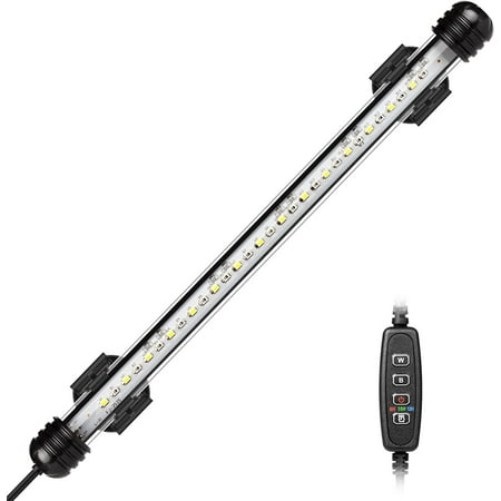 LED aquarium light, submersible aquarium lamp with automatic on/off timer, color-changing blue and white LED lighting for 30-50 cm fish aquarium
