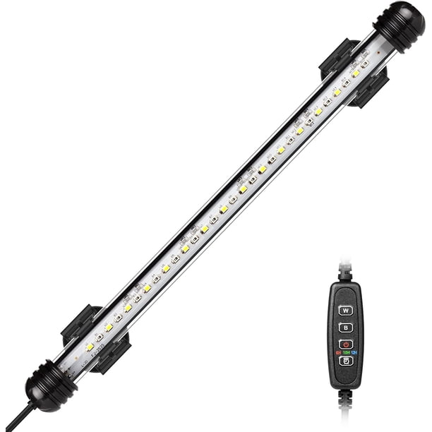 Luz LED para acuario, sumergible, con temporizador de encendido y apagado automático, iluminación LED azul y blanca que cambia de color para peceras de 30 a 50 cm.