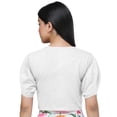 thumbnail image 4 of eloria Women's Casual Blouse Tops, Ruffle Puff Sleeve, Round-Neck Top Color: White | Size: L, 4 of 6