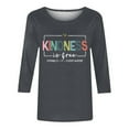 thumbnail image 4 of T-shirt Décontracté pour Femme à Col Rond avec Imprimé de Lettres, Manches 3/4, 4 of 4