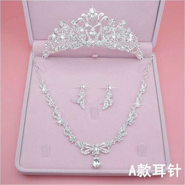 Juego de 3 tocados para novia, collar y corona, caja de accesorios para boda, accesorios para tocados de boda
