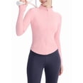 thumbnail image 2 of Womens Workout Jackets, Full Zip Slim Fit Athletic Running Sports Track Jacket with Rubber Pink S, 2 of 9