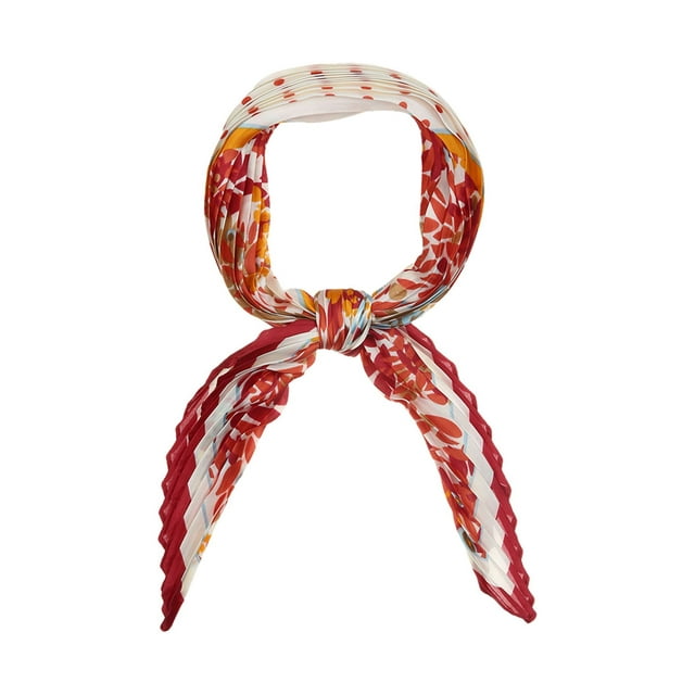 INSPIRE CHIC Foulard Plissée à Pois Floraux Losange pour Femmes Rouge