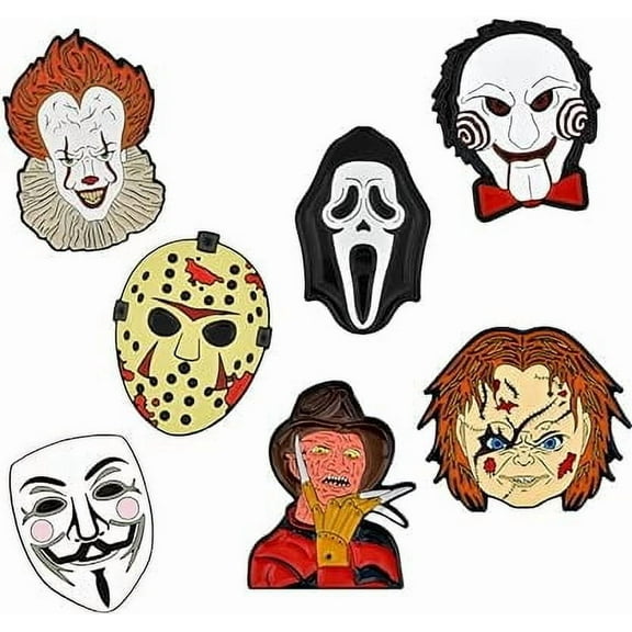 PinMart's Halloween Horror Movie Enamel Lapel Pin Set - Unisex Lapel Pins for Adults and Teens Horror Fans