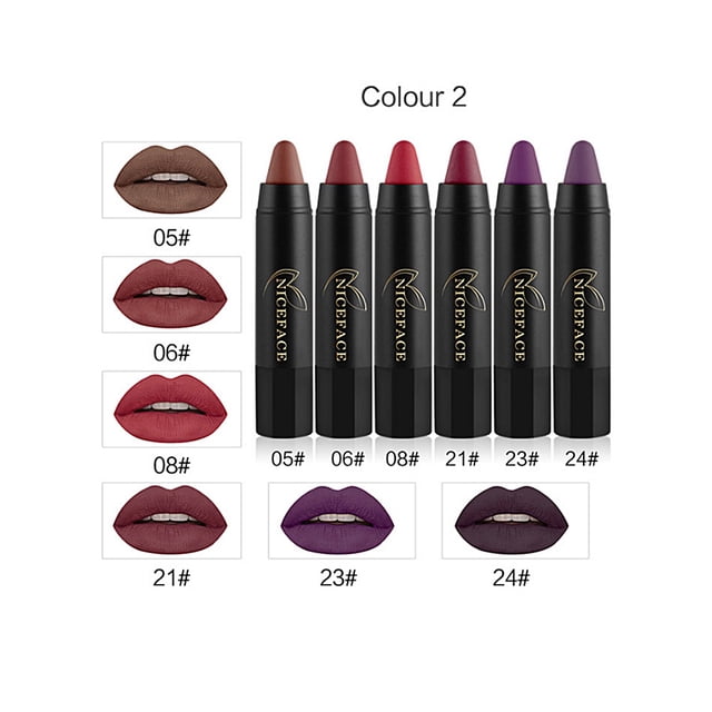 NICEFACE 6 colores mate de larga duración hidratante lápiz labial lápiz labial brillo de labios Set 02