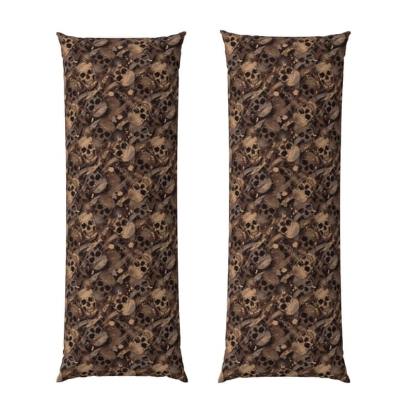 Rateoe Long Body Pillow Cover, 20x54 Inches Body Pillow Cases, Soft Brushed Microfiber Zipper Design, Brown Camouflage Skull -Pillows Not Included