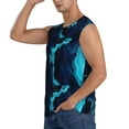 thumbnail image 3 of Bixox Men's Blue Marble And Gold Printed Shirt Sleeveless Fitness Tank Top-Medium, 3 of 7
