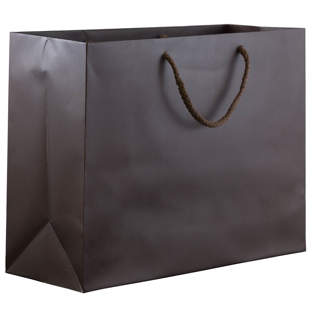 JAM Matte Gift Bag, 10 x 13 x 5, Brown, 1/Pack, Large Horizontal