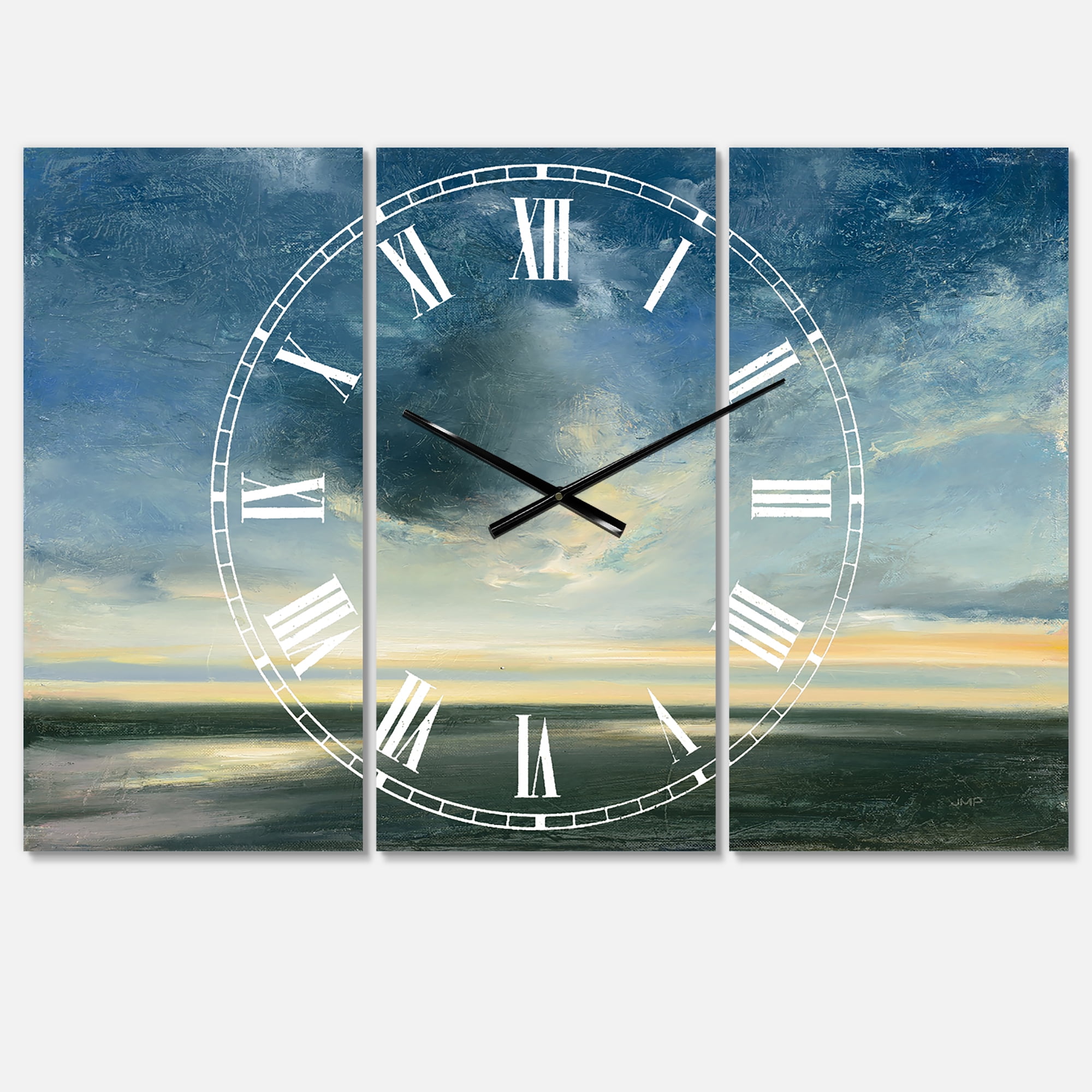 Designart 'Blue Coastal Sunrise' Traditional Wall Clock