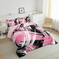 thumbnail image 3 of Manfei Pink Black Graffiti Bedding Comforter Set,Modern Abstract Geometric Twin Comforter Sets,Vitage Stripe Pattern Bedding Set For Kids,Super Cozy Room Decor Reversible,2pcs, 3 of 8