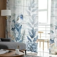 thumbnail image 4 of Sheer Curtains 72 inches Long, Blue Christmas Flower Poinsettia Robins Eucalyptus Wood Grain Light Filtering Sheer Window Curtains Rod Pocket Voile Drapes for Living Room, 52"W x 72"L 2 Panels, 4 of 7