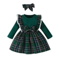 thumbnail image 3 of TGPMGRZ Toddler Girls Christmas Dresses Ribbed Top Ruffle Strap with Headband Christmas Party, 3 of 9
