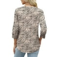thumbnail image 6 of Ronuti Womens T-shirts 3/4 Sleeve Henley Tops for Women Ladies Premium Printed T-shirt Solid color Tops, 6 of 9