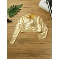 thumbnail image 5 of Zaldita Kids Girls Shiny Metallic Crop Tops Hip Hop Dance Costume Mock Neck Jazz Shirts Dancewear Gold 6, 5 of 7
