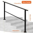 thumbnail image 3 of 5-Step Outdoor Stair Handrail Matte Black Metal Railing Adjustable 0 -35  Fits Concrete and Wooden Steps Installation Kit Included, 3 of 7
